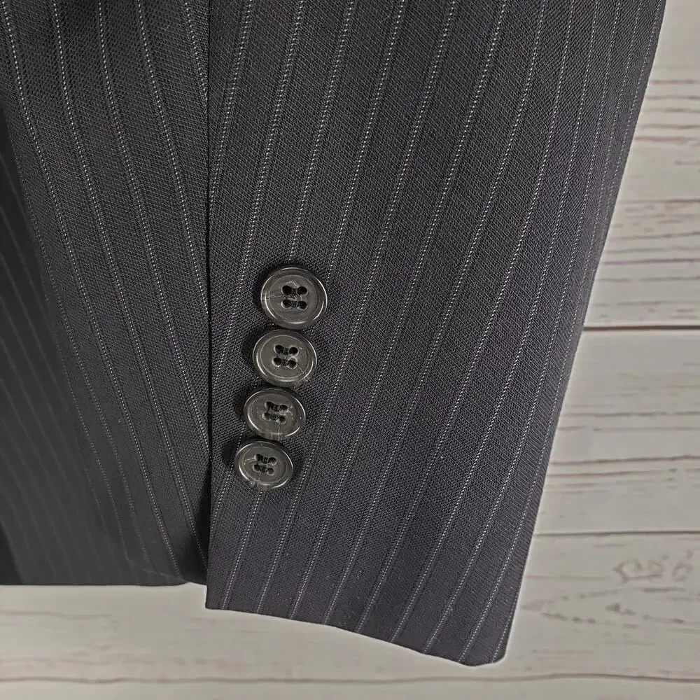 Daniel Cremieux Loro Piana Wool Dark Gray Striped Blazer Sportscoat 42R